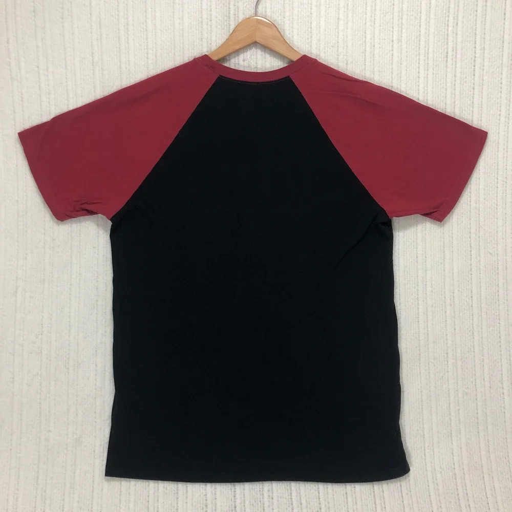 True Religion Mens Raglan Graphic T-Shirt Black Red Buddha Guitar L M40A595EQI